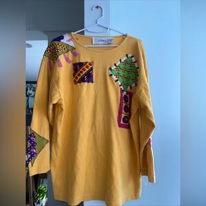 90 Vintage cedars Oversized Size small  Multi Colored Beaded  100% Cotton Shirt